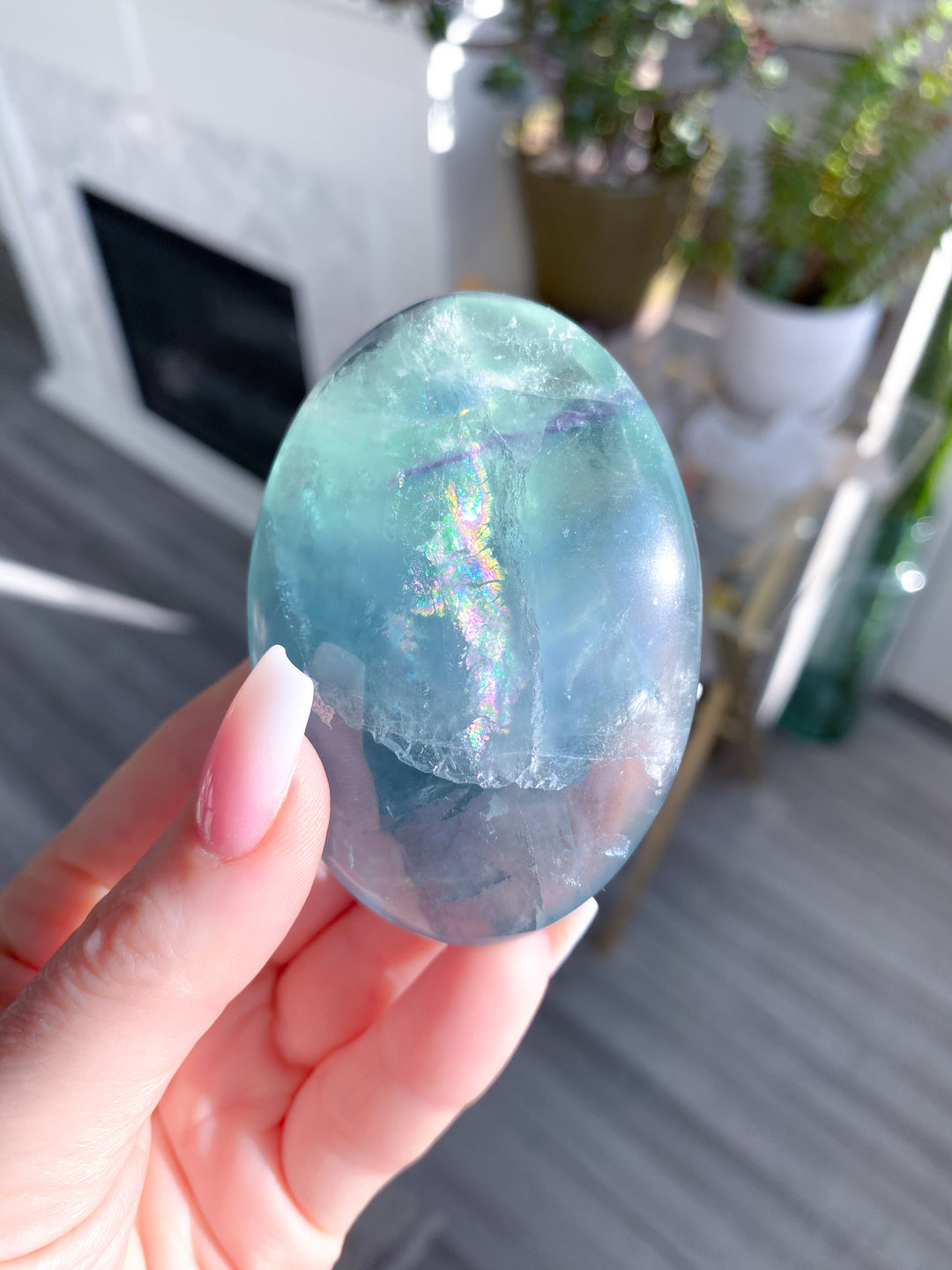 Pretty Rainbow Fluorite Palm