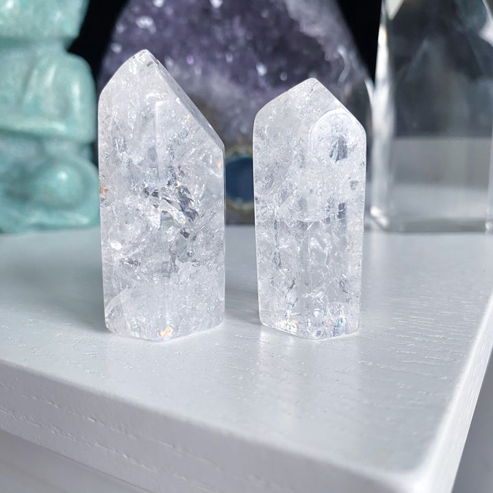 Fire &amp; Ice Quartz Crystal Polished Point 2"