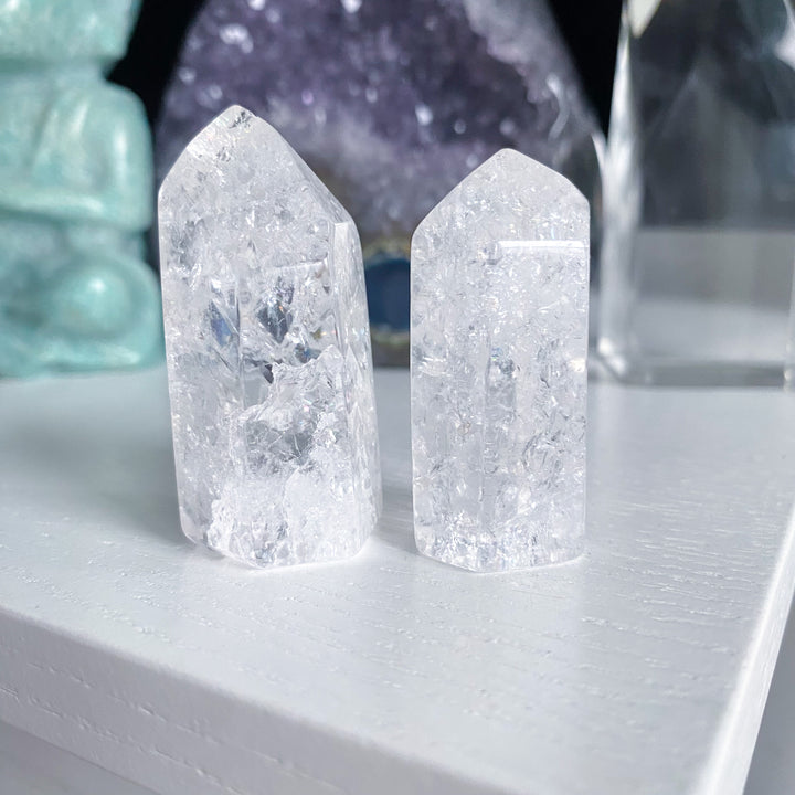 Fire &amp; Ice Quartz Crystal Polished Point 2"