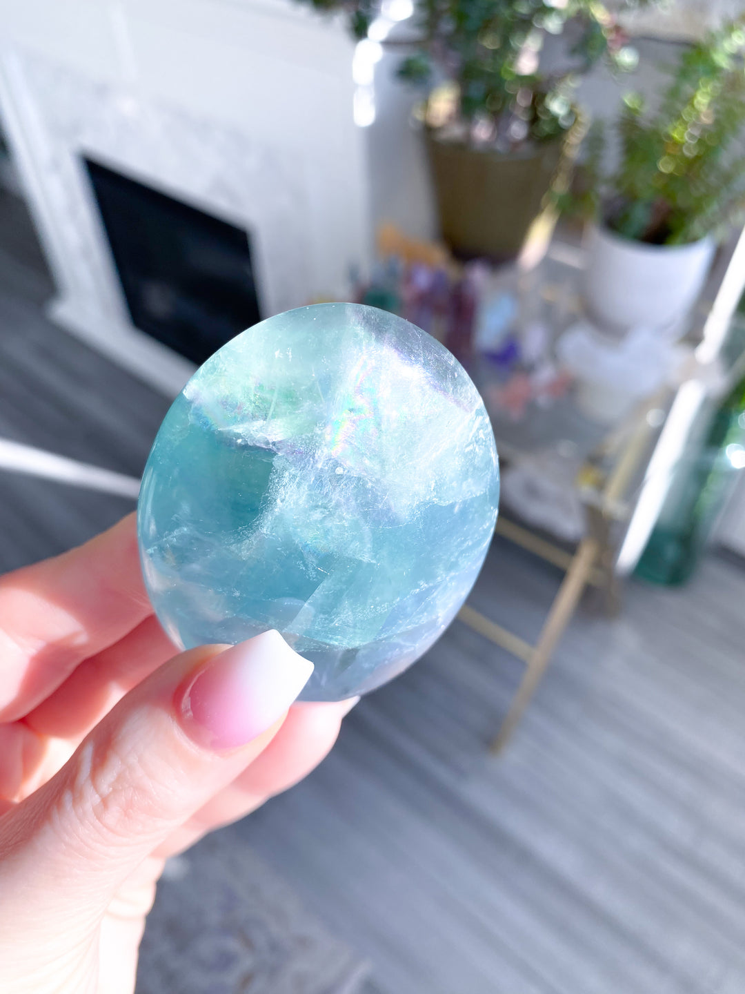 Pretty Rainbow Fluorite Palm