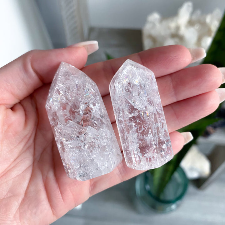 Fire &amp; Ice Quartz Crystal Polished Point 2"