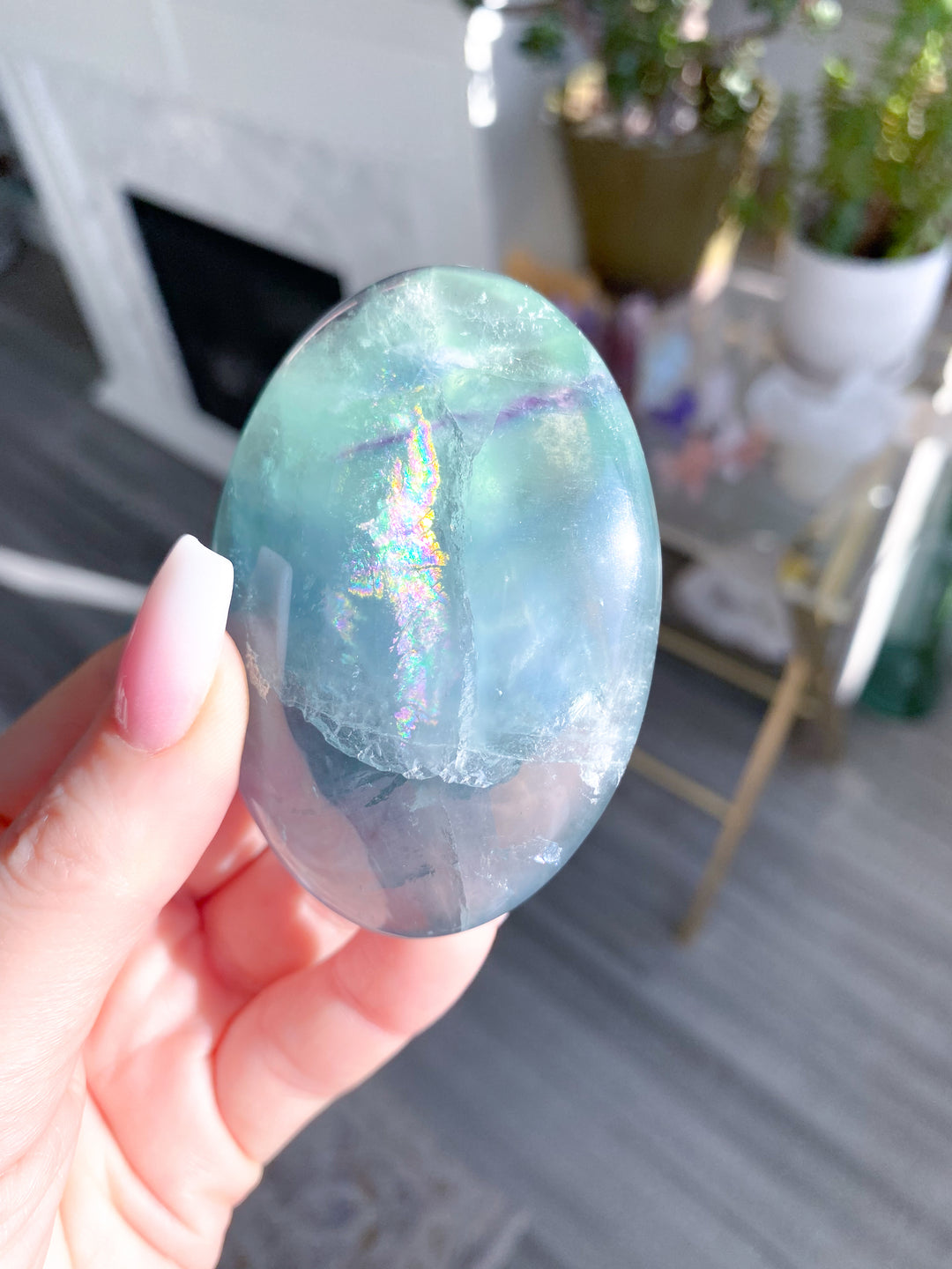 Pretty Rainbow Fluorite Palm