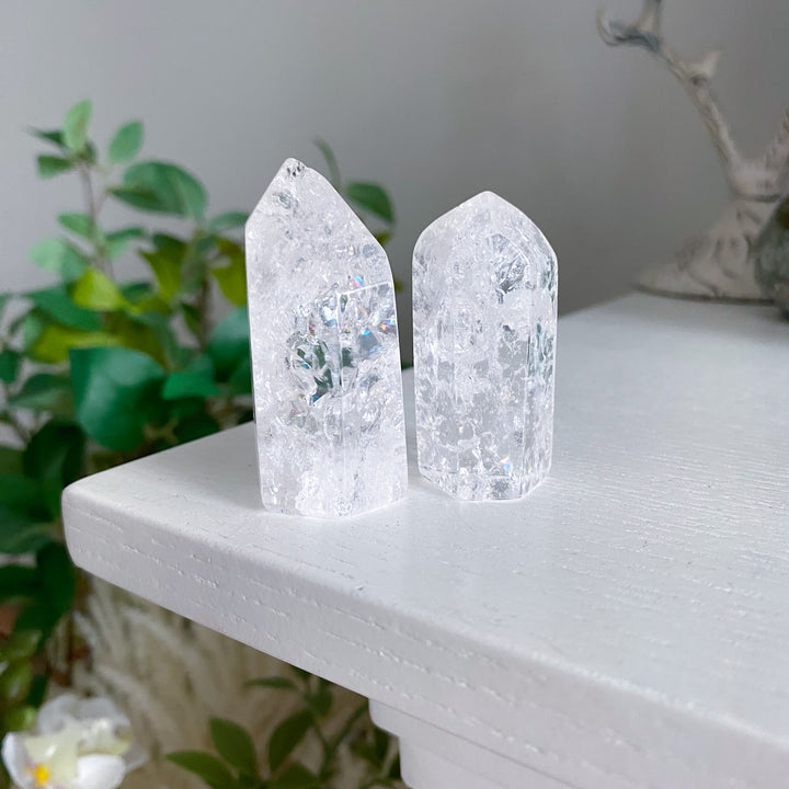 Fire &amp; Ice Quartz Crystal Polished Point 2"