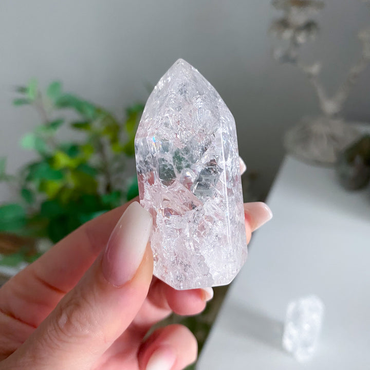 Fire &amp; Ice Quartz Crystal Polished Point 2"