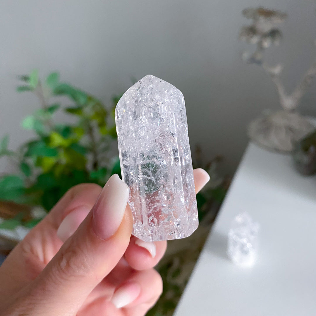 Fire &amp; Ice Quartz Crystal Polished Point 2"