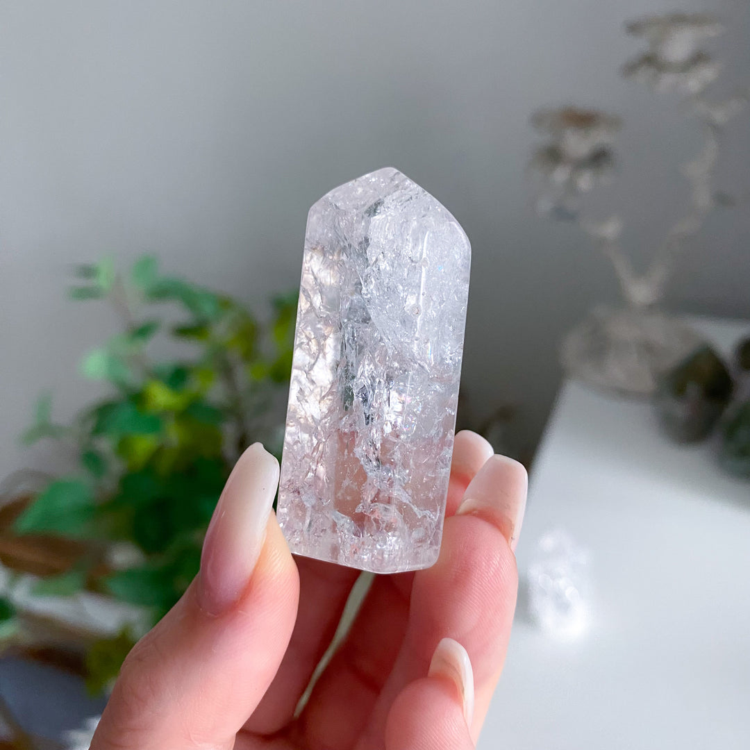 Fire &amp; Ice Quartz Crystal Polished Point 2"