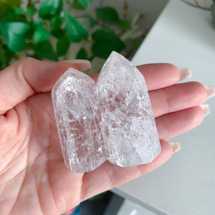 Fire &amp; Ice Quartz Crystal Polished Point 2"