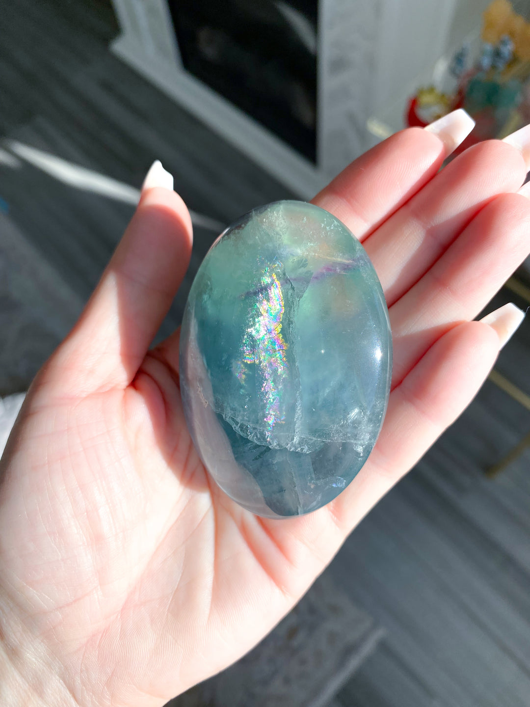 Pretty Rainbow Fluorite Palm