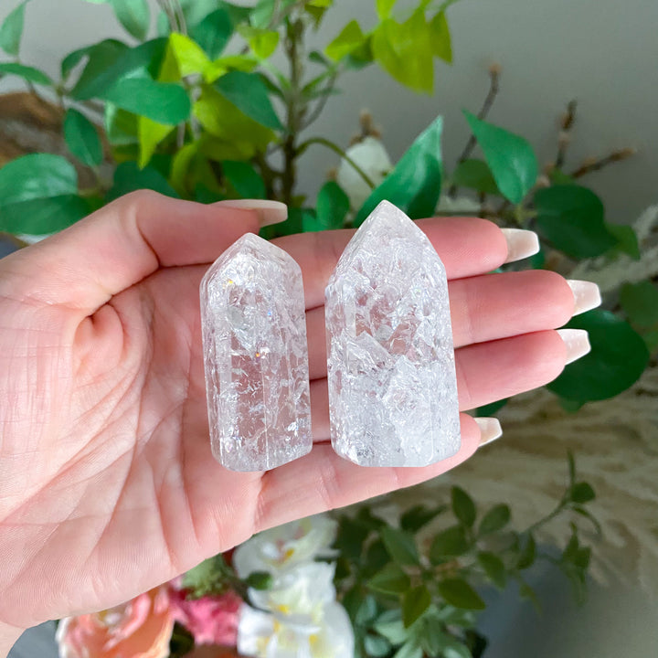 Fire &amp; Ice Quartz Crystal Polished Point 2"