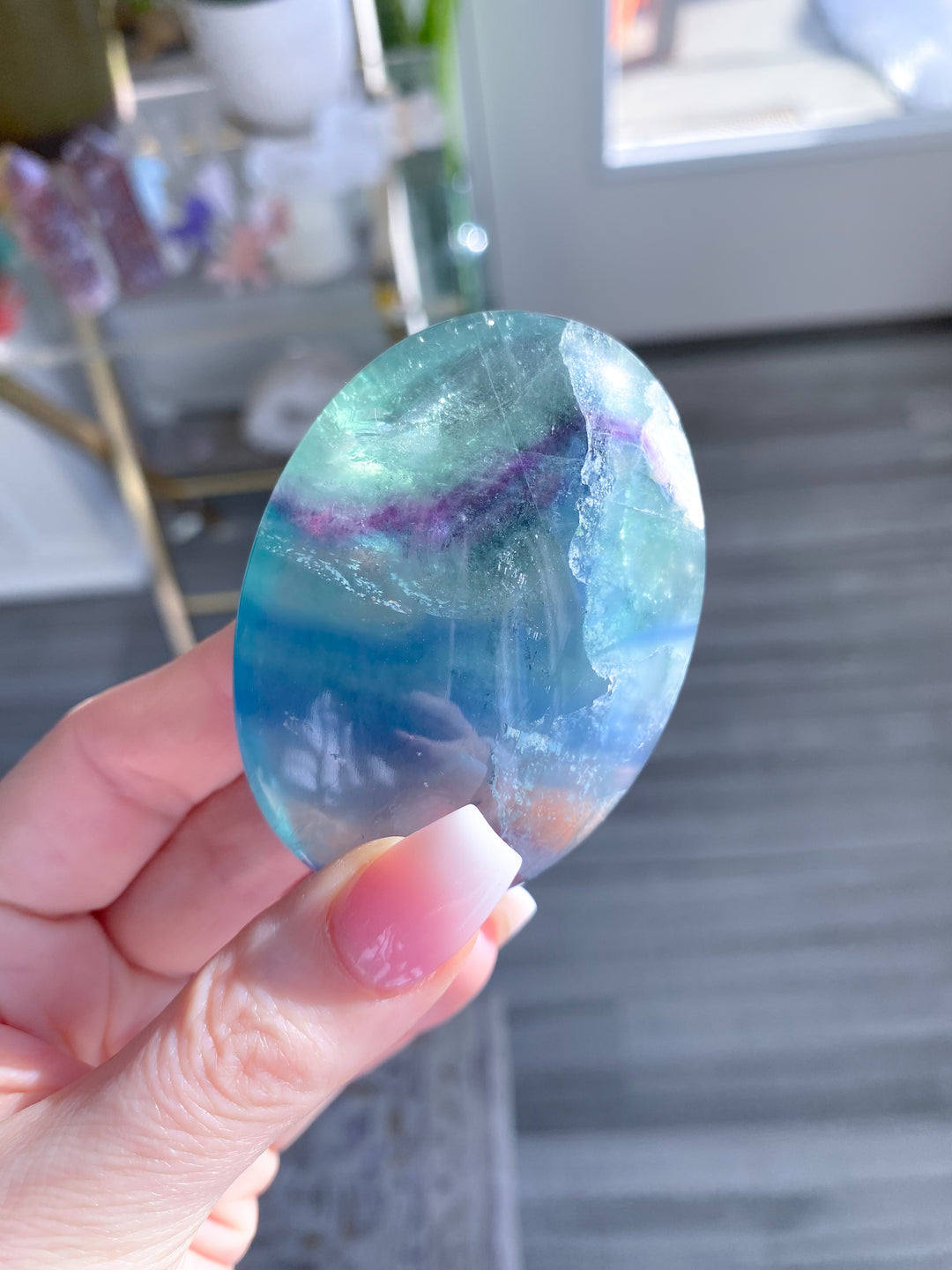 Pretty Rainbow Fluorite Palm