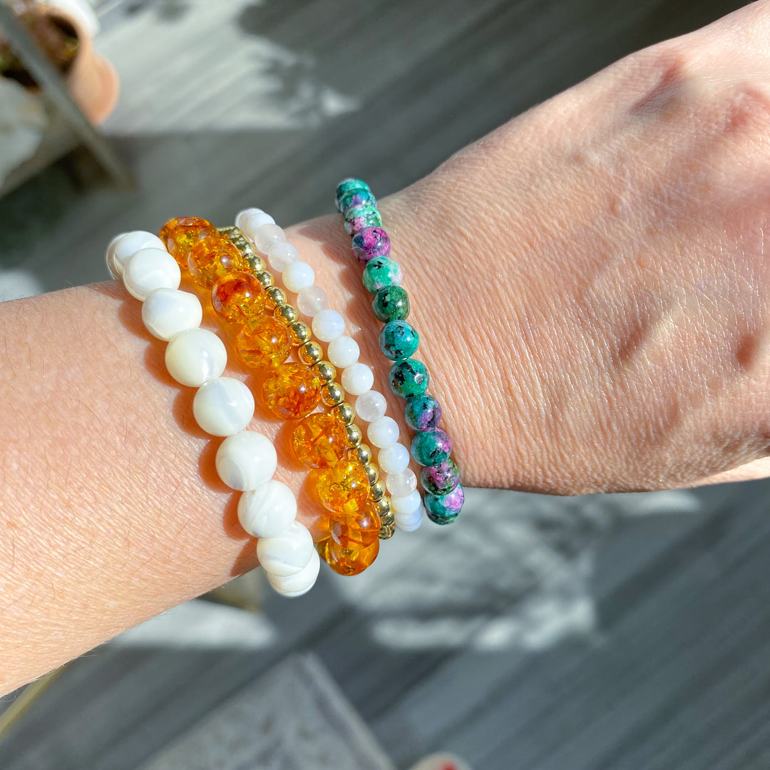 Petite Ruby Zoisite Stretch Bracelet 7mm