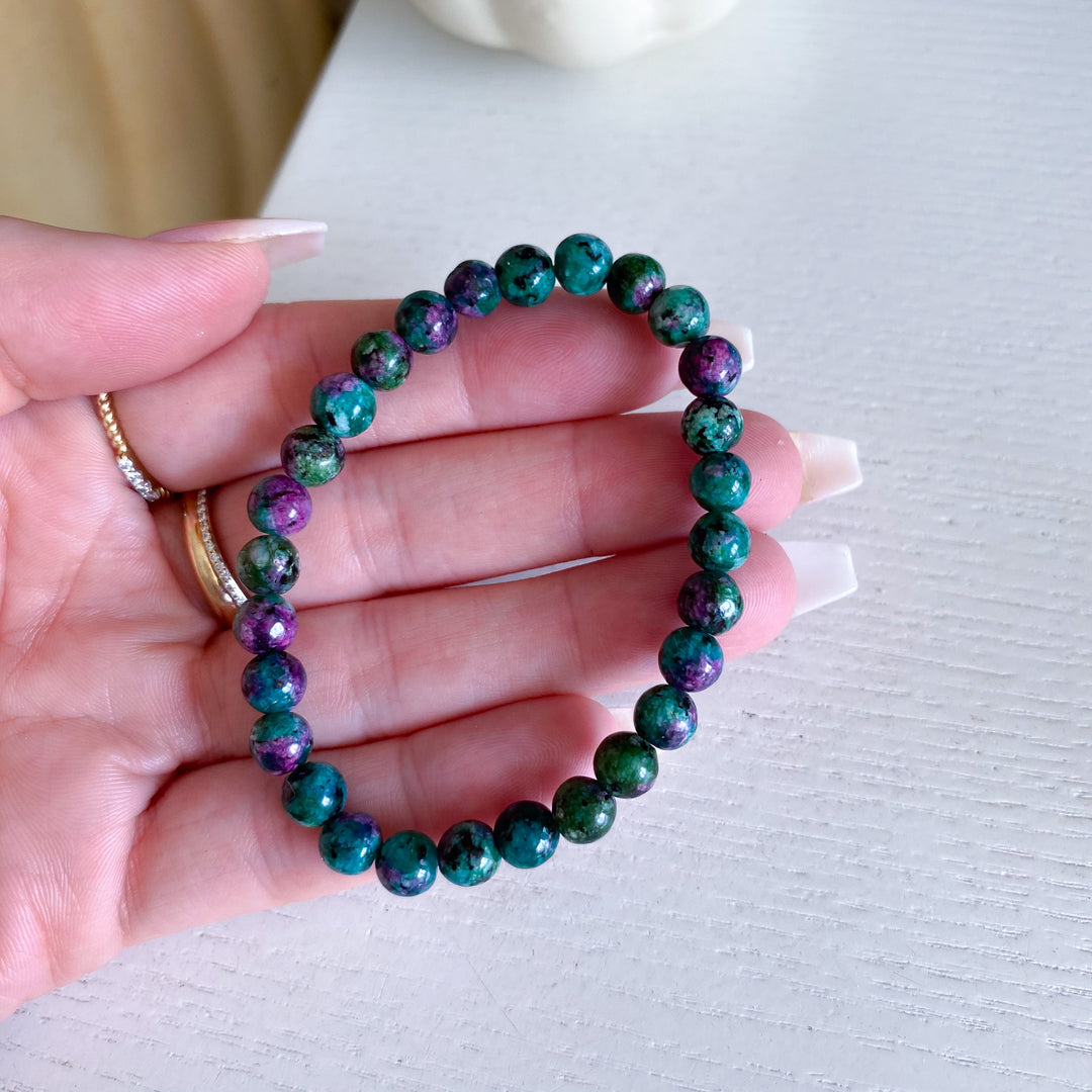 Petite Ruby Zoisite Stretch Bracelet 7mm