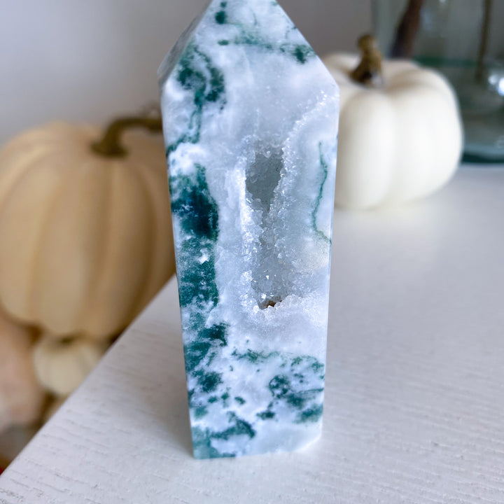 Druzy Moss Agate Tower 