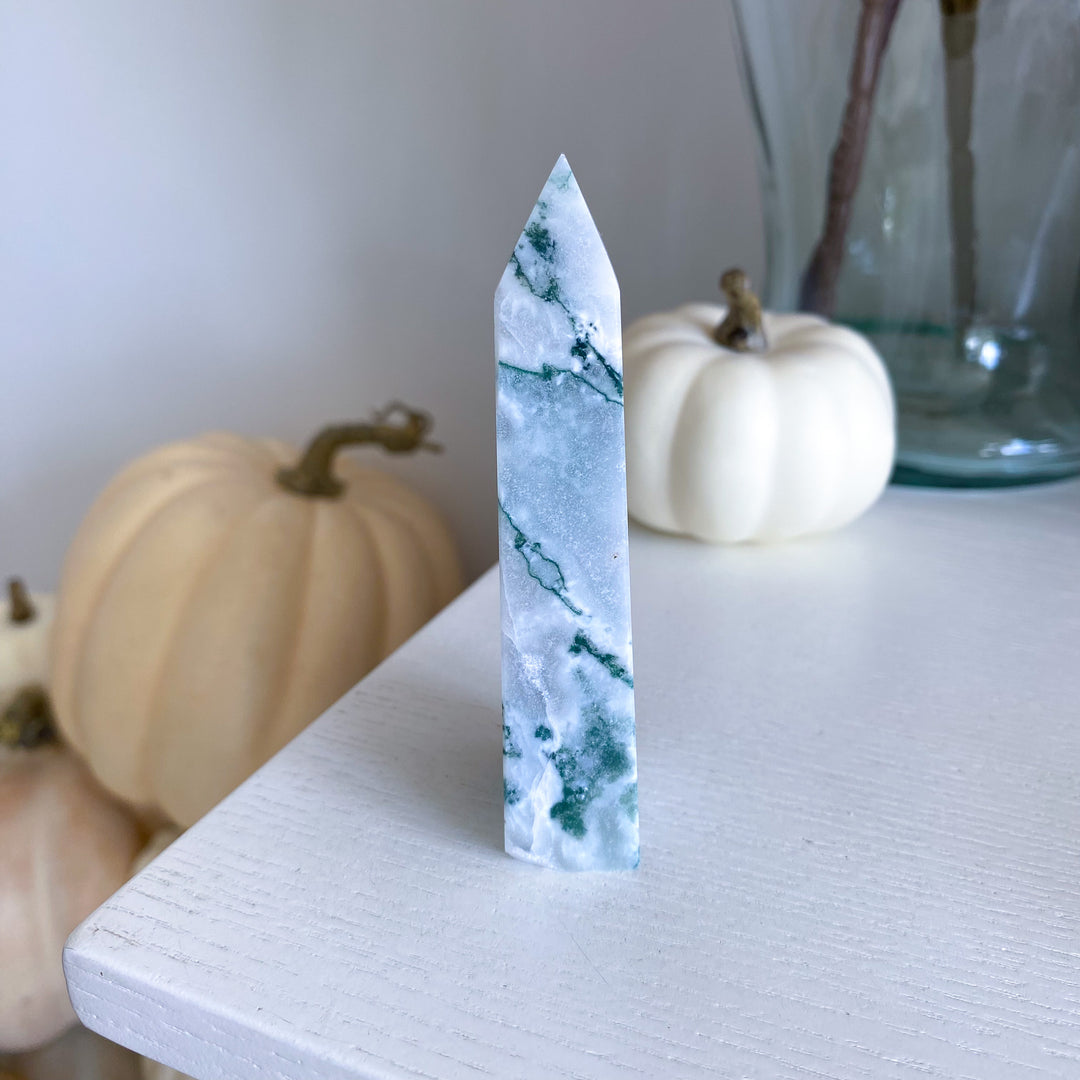 Druzy Moss Agate Tower 