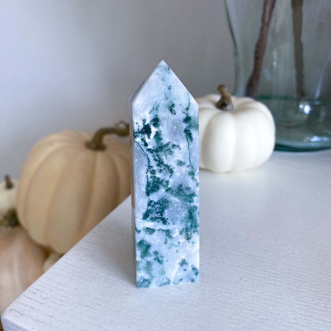 Druzy Moss Agate Tower 