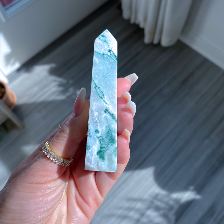 Druzy Moss Agate Tower 