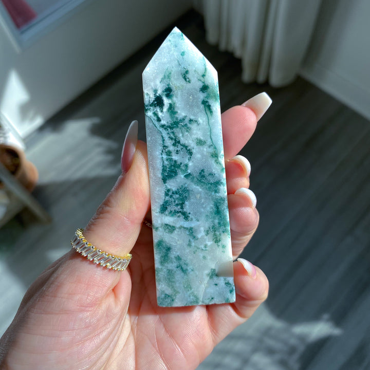 Druzy Moss Agate Tower 