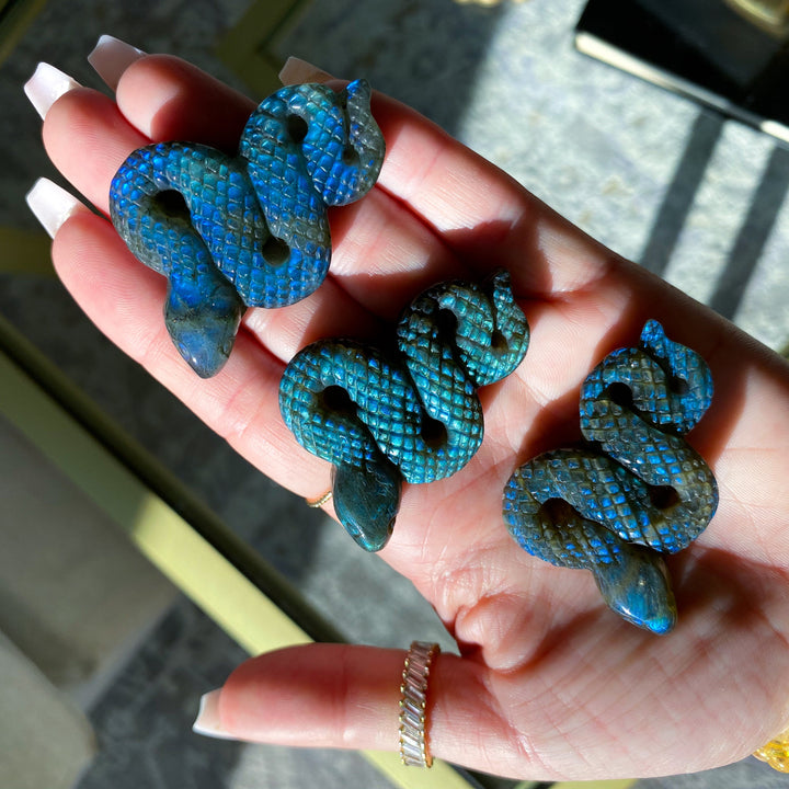 Labradorite Snake Carving
