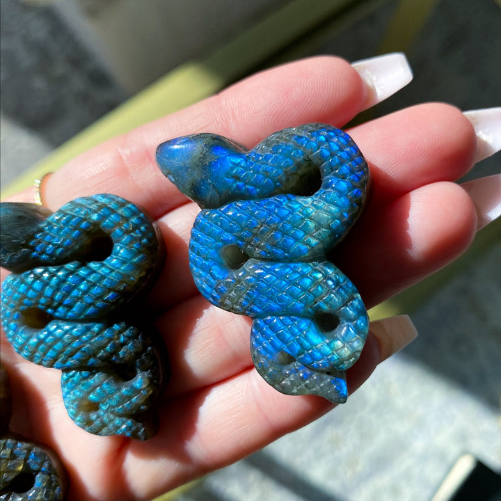 Labradorite Snake Carving