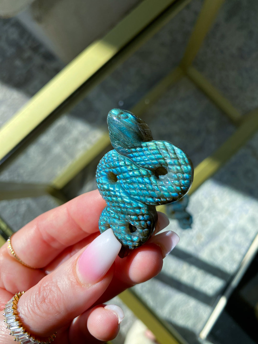 Labradorite Snake Carving