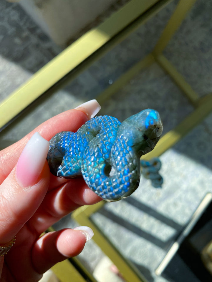 Labradorite Snake Carving