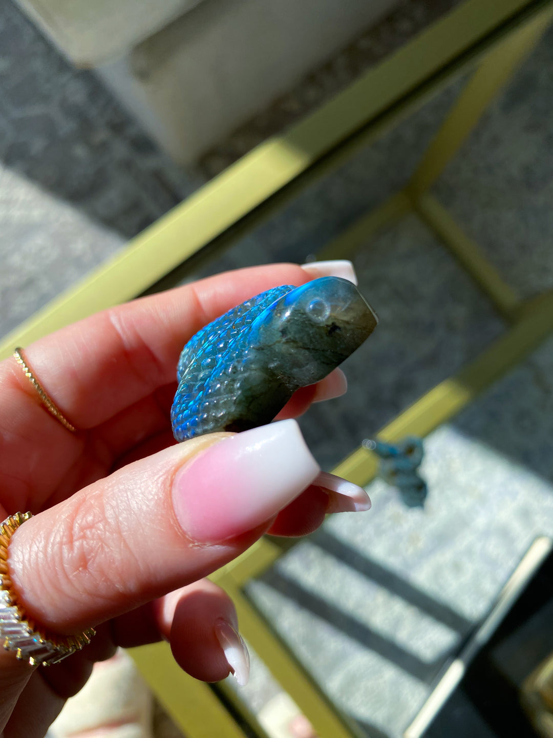 Labradorite Snake Carving