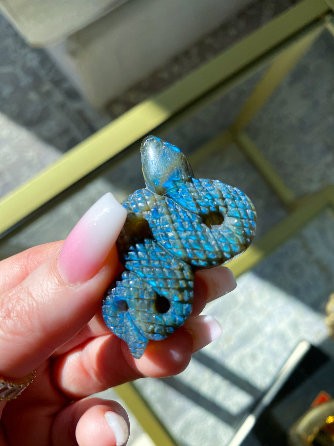 Labradorite Snake Carving