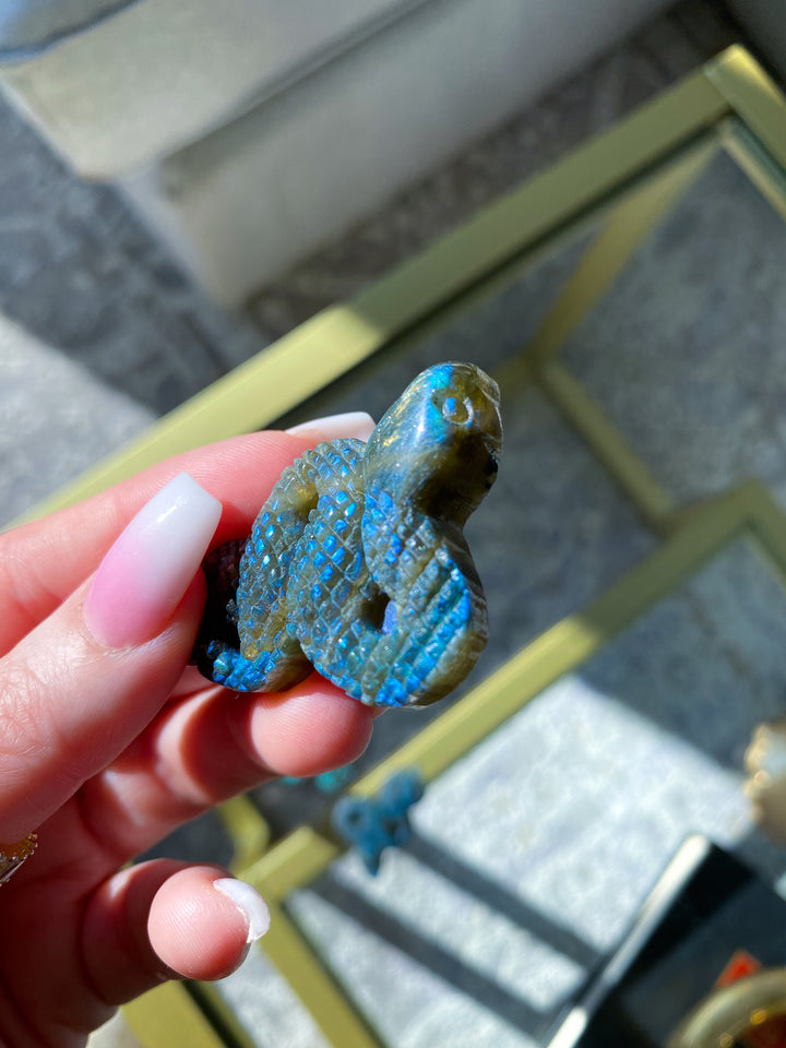 Labradorite Snake Carving