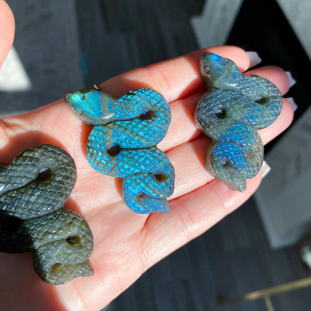 Labradorite Snake Carving