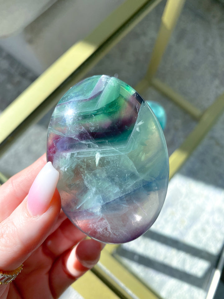 Chevron Rainbow Fluorite Palm
