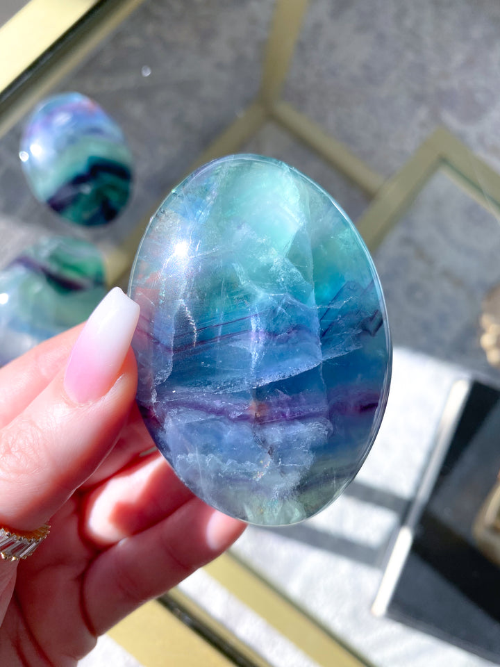 Chevron Rainbow Fluorite Palm