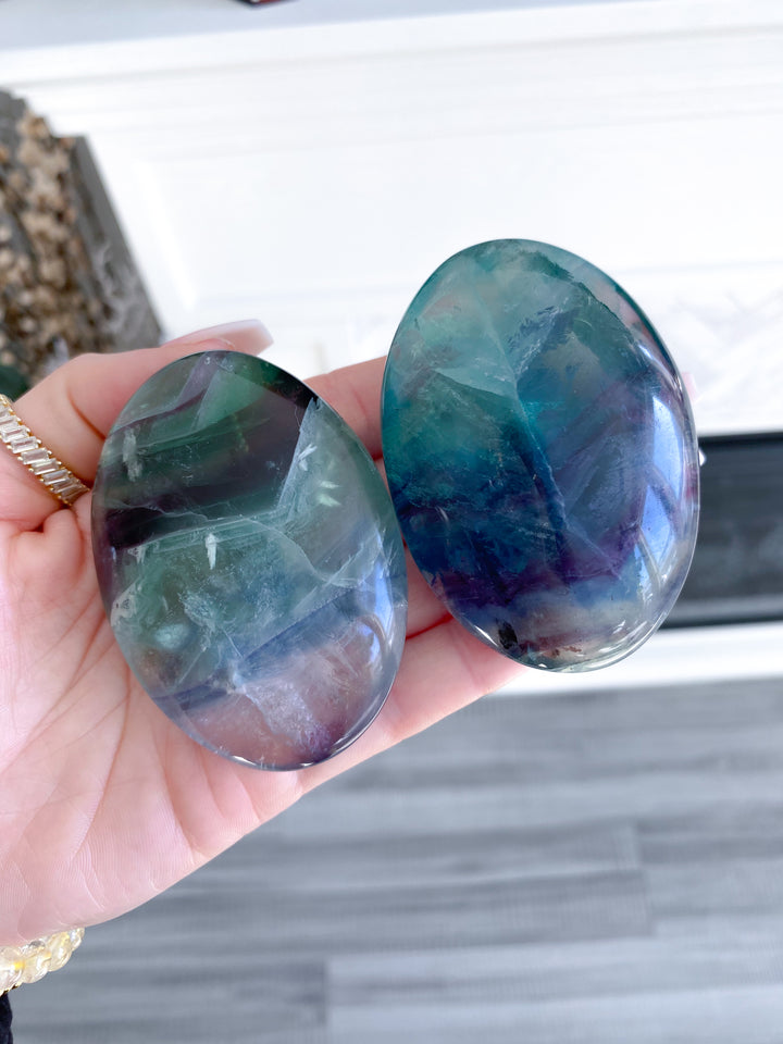 Chevron Rainbow Fluorite Palm