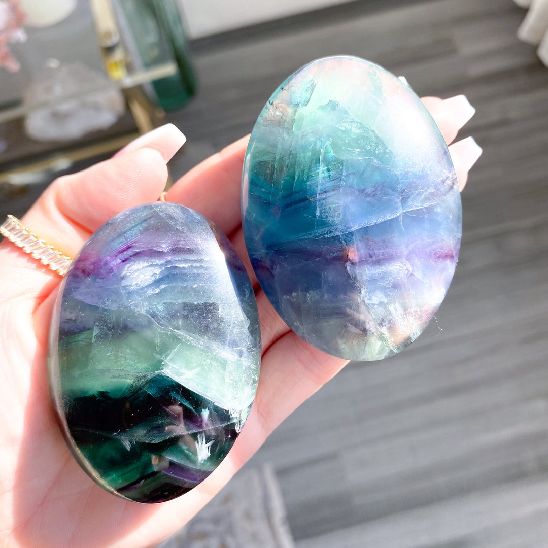 Chevron Rainbow Fluorite Palm