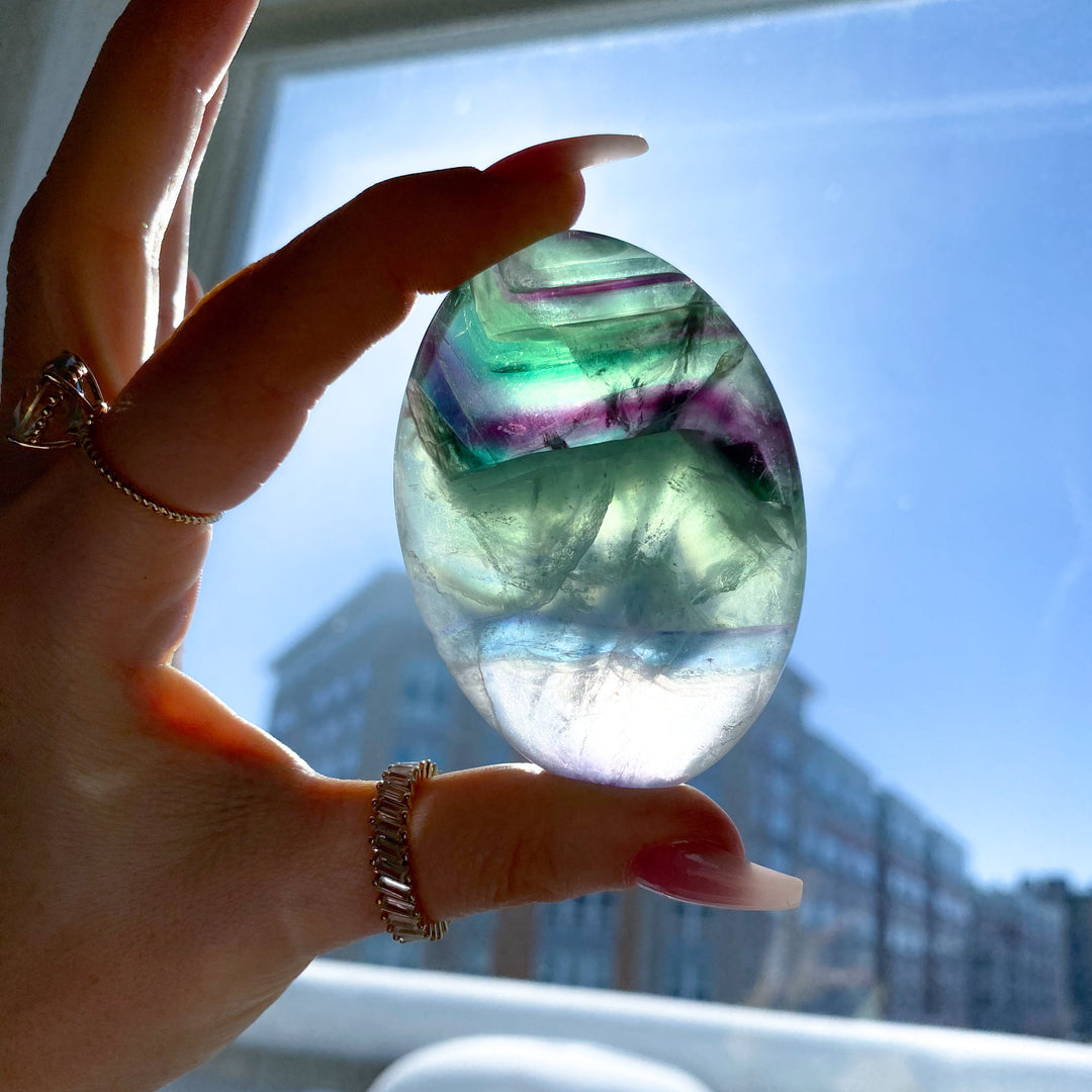 Chevron Rainbow Fluorite Palm