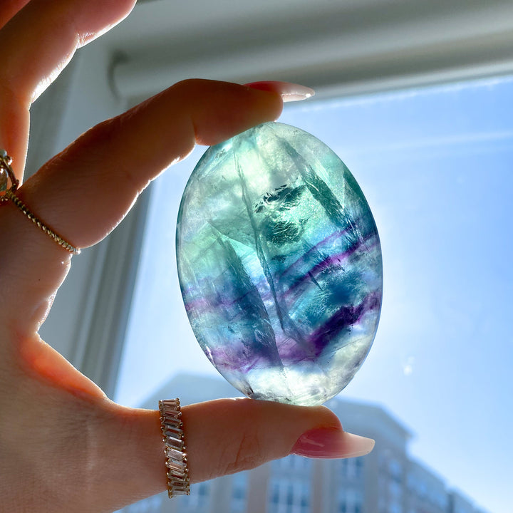 Chevron Rainbow Fluorite Palm