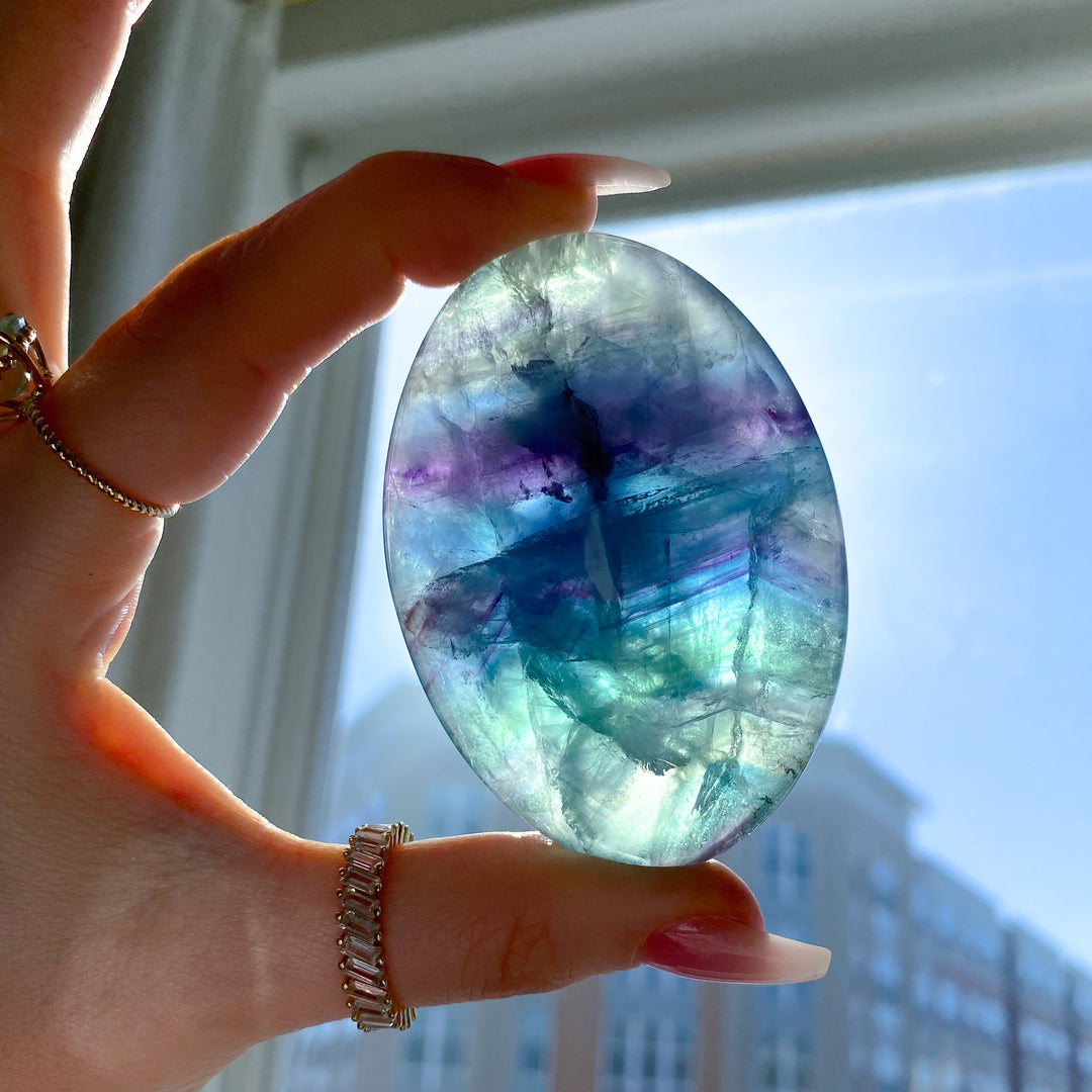 Chevron Rainbow Fluorite Palm