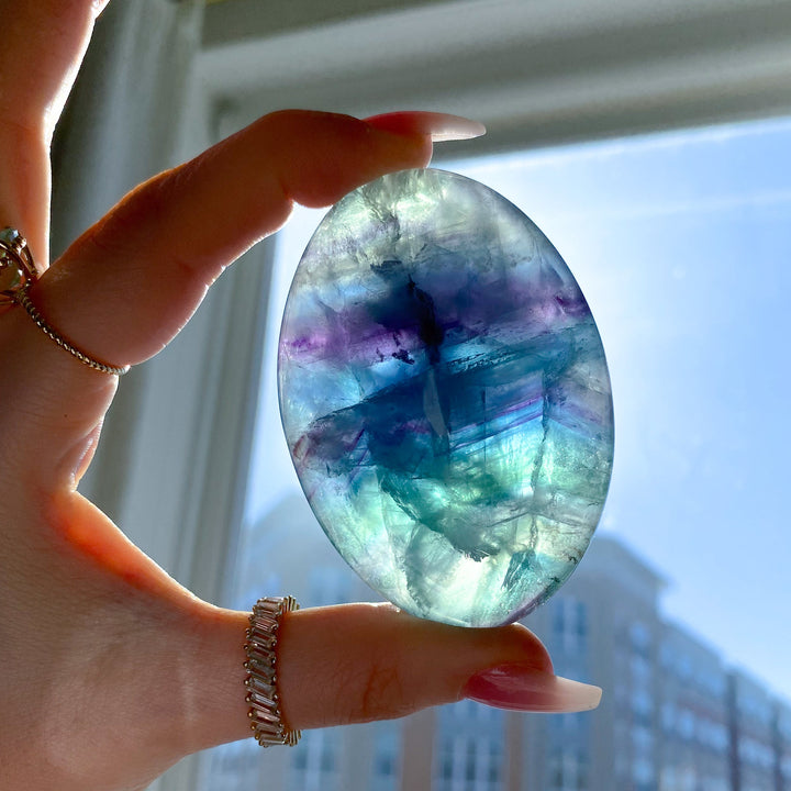 Chevron Rainbow Fluorite Palm