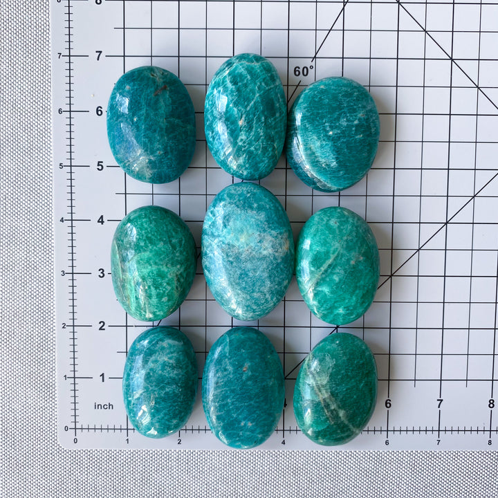 Deep Teal &amp; Green Amazonite Palm Stone