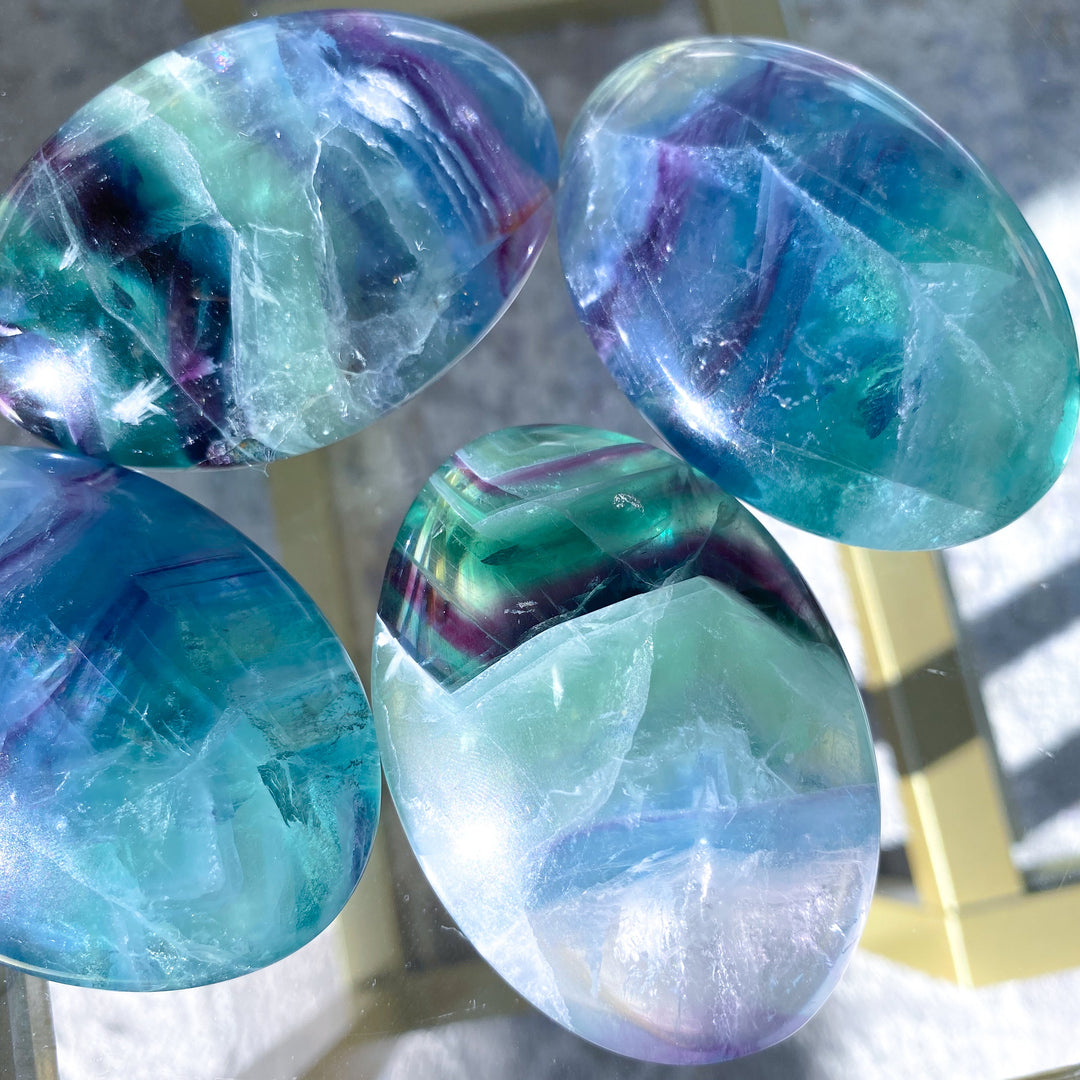 Chevron Rainbow Fluorite Palm