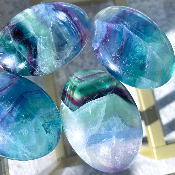 Chevron Rainbow Fluorite Palm