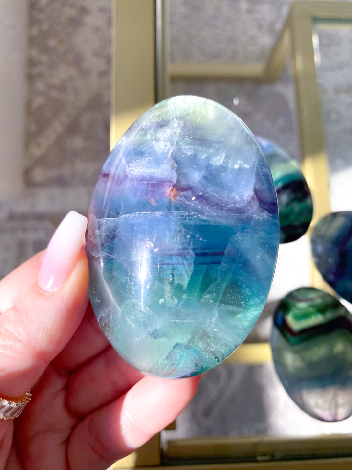 Chevron Rainbow Fluorite Palm