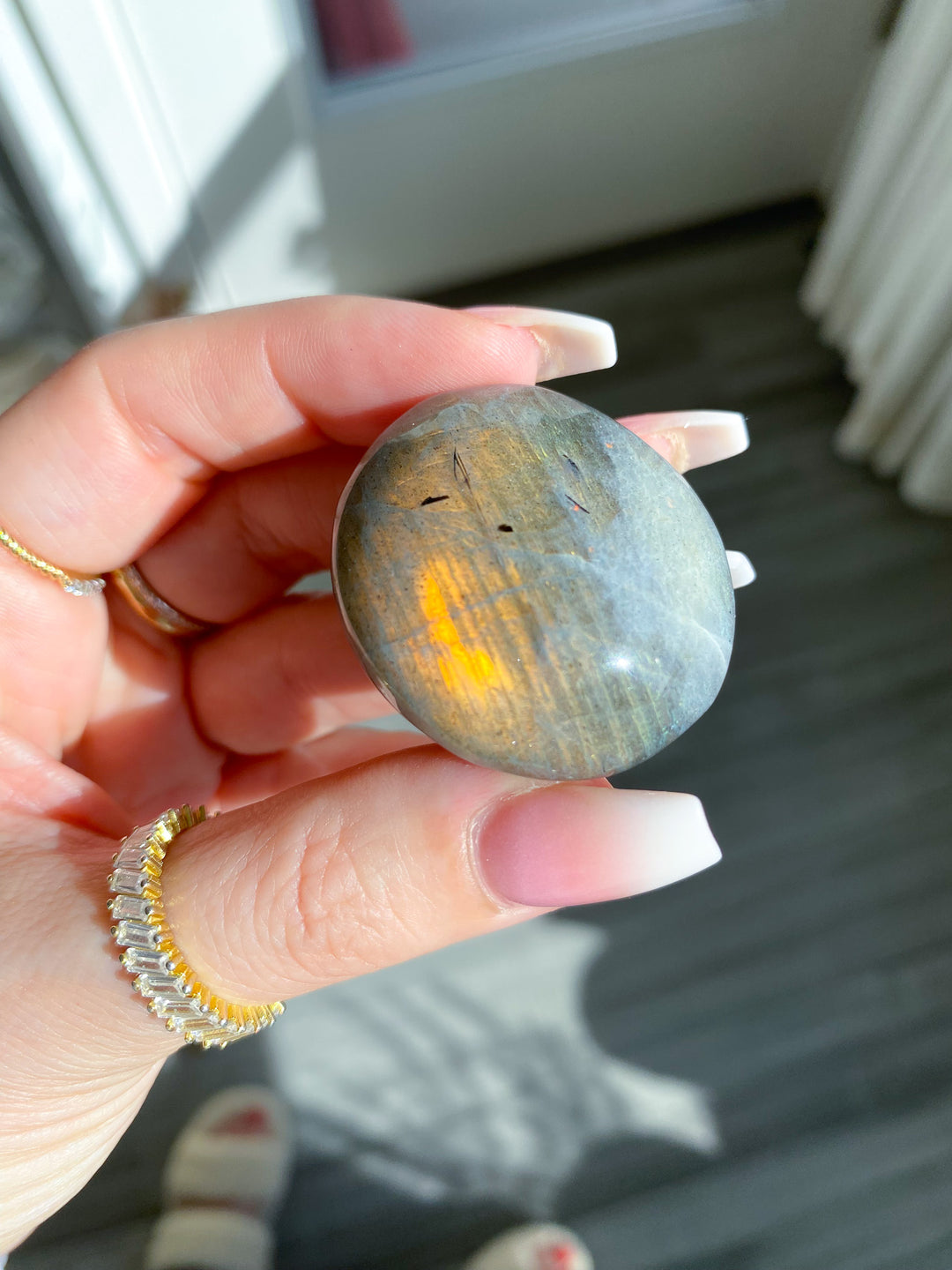 Orange Sunset Labradorite Coin 