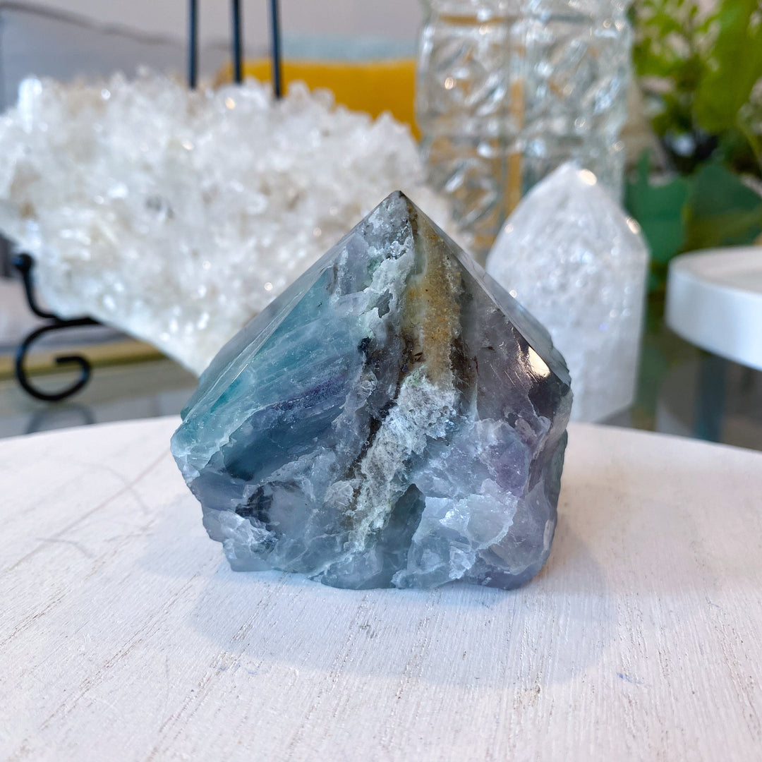 Cavern & Inclusion Rainbow Fluorite Top Polish Point #25