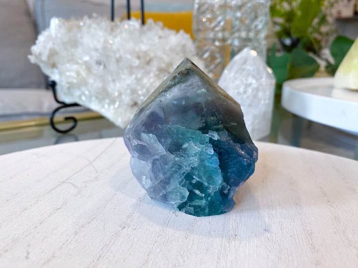 Cavern & Inclusion Rainbow Fluorite Top Polish Point #25