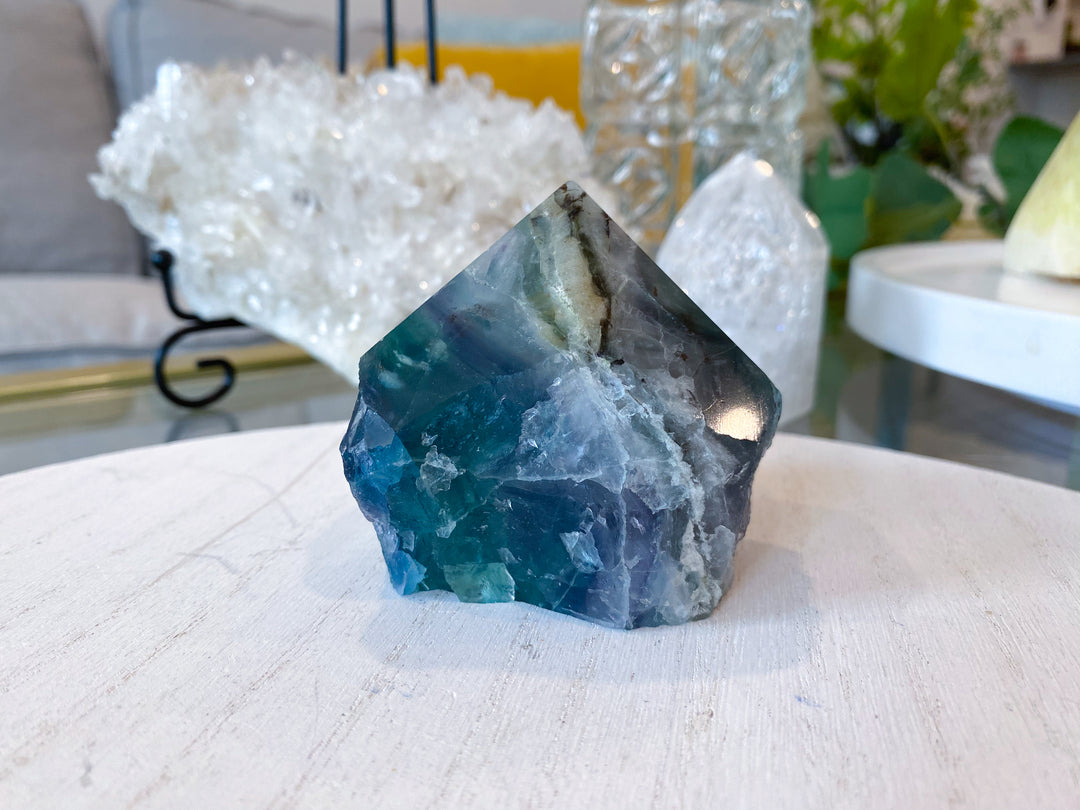 Cavern & Inclusion Rainbow Fluorite Top Polish Point #25