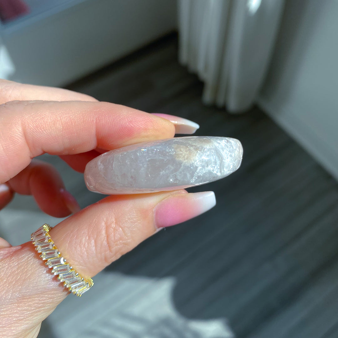 Flower Agate in Quartz Mini Palm Stone 