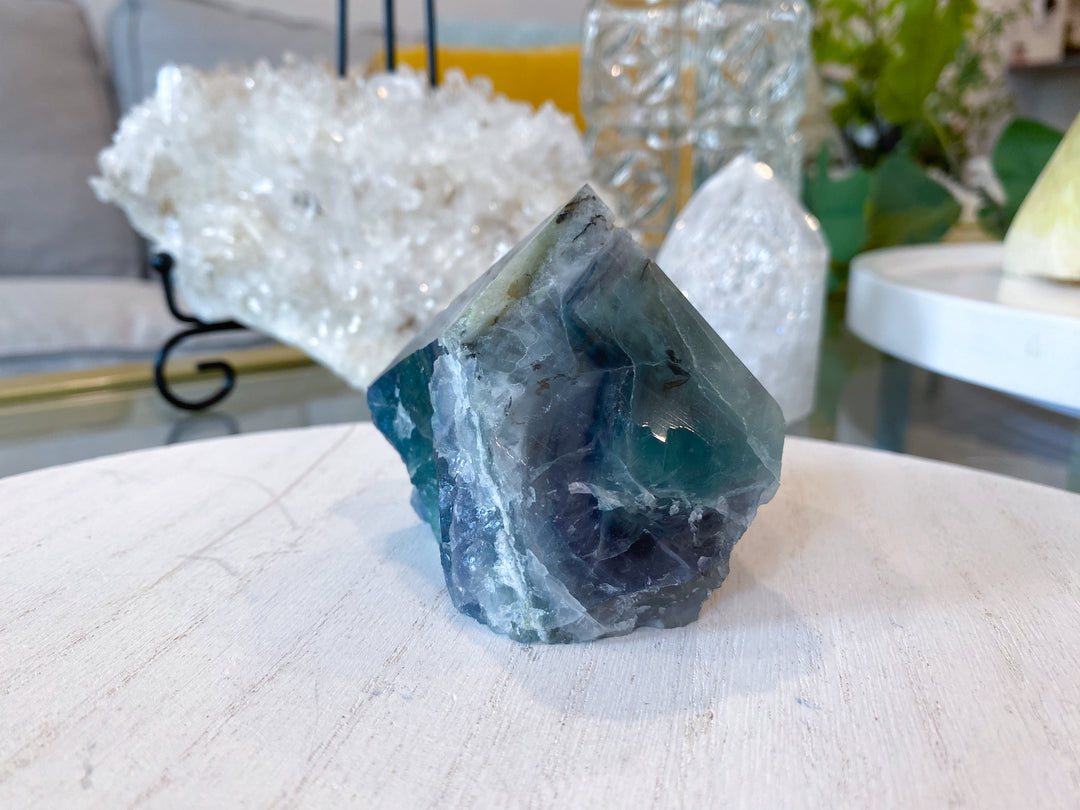 Cavern & Inclusion Rainbow Fluorite Top Polish Point #25