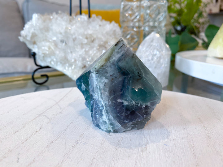 Cavern & Inclusion Rainbow Fluorite Top Polish Point #25
