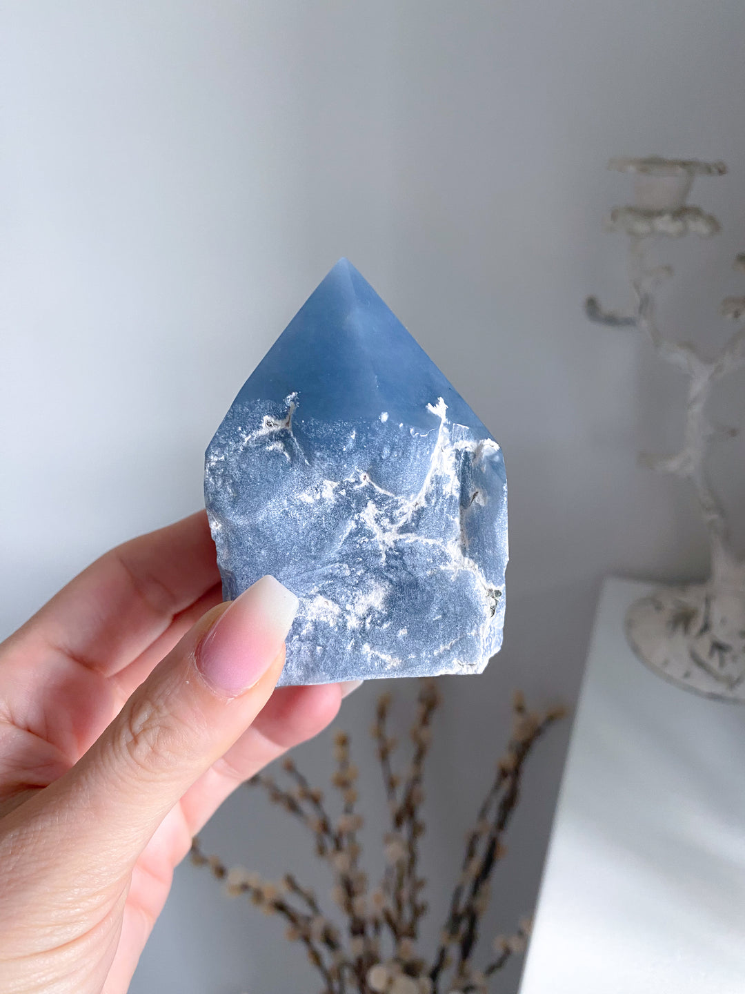 Angelite Crystal Top Polish Point #8 - Get Exact Item