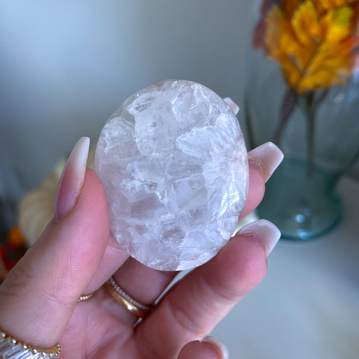 Flower Agate in Quartz Mini Palm Stone 